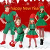 Uomini Donne Ragazze Ragazzi Natale Costume da Babbo Natale Elfo verde Cosplay Famiglia Festa di Natale Capodanno Abiti in maschera Set per Q2029743