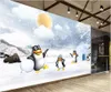 Fondos de pantalla Mural personalizado en la pared 3D PO Wallpaper Pingüinos en invierno Hielo y nieve Habitación para 3 D Home Decorin Rolls