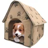 Casas para perros Accesorios para perreras Casa de calidad Manta plegable Huellas pequeñas Cama para mascotas Tienda de campaña Cat Litter Kennel Interior Portátil Tr247R