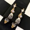 Vintage Dangle Pearl gem Pendant Earrings spider 18K gold plated high Quality Celebrity female women's Ear studs273N