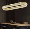 Овальный постмодерн светодиодный золотой серебристый туманный хрустальный люстр освещения подвесные светильники подвесные светильники накалины для столовой