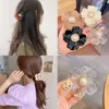 Moda Kadınlar Saç Klipleri Çiçek Şekli Inci Saç Pençeleri Tatlı Katı Renkli At Kuyruğu Barrettes Lady Headdress Saç Aksesuarları Için