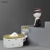 Nordic Creative Resin Crafts Little Princess Tissue Light Luksusowe Pompowanie Box Decoration 210414