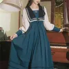 Vintage prinsessa maxi klänningar för kvinnor hög midja kvadrat krage navy blå elegant kväll fest klänning kvinnlig vestidos de mujer 210603