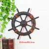 Mediterranean Ship Wooden rudder helm wall decorations steering wheel Creative Bar wooden Pographic fig 210804