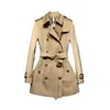 Designer Women's 2023 Spring and Autumn British Trench Short Light Coat Suit Collar Buckle Belt