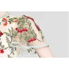 HMA новая мода взлетно-посадочная полоса летнее платье женские вспышки рукава цветочные вышивки элегантные сетки полые мини-платья Vestidos 210331