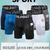 Kompressionsshorts för män Fickor Skinny Shorts Man Fitness Bodybuilding Herrbyxor Muskelträning Korta sportbyxor Homme X0628