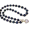 Kolczyki Naszyjnik Luksusowy naturalny 10-11 mm czarna perła bransoletka złota koralik mieszanka biżuteria Zestaw serca