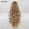 Synthetic Wigs Emmor Long Body Brown With Blonde Wave Hair Wig Women's Heat Resistant Wavy Bangs Natural