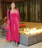 CM.YAYA Active Velvet Sweatsuit Two 2 Piece Set for Women Fitness Outfit X-long Cloak Tops + Bodycon Romper Tracksuit 210930