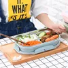 Rostfritt stål Lunchbox Gullig värmeisolering Bento Picnic School Miljövänlig matbehållare med fack 210423