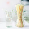 100200pcs Flexible Disposable Straws Plastic Striped Colorful Drinking For Home Wedding Birthday Party Bar Accessories22102373507956