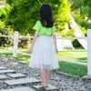 Sommerkleidung für Mädchen T-Shirt + Netzkleid Outfit Pailletten Kinderkleidung 210528