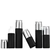 30ML 40ML 50ML 60ML 80ML 100ML Empty Glass Mist Spray Bottle Matte Black Cosmetic Refillable Emulsion Lotion Pump Bottle 15pcs