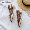 SOPHITINA Sandalias de mujer Retro Slingback Tacones bajos Chunky Side Open Square Toe Verano Cómodo Caminar Zapatos para mujer PO611 210513