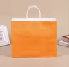 Environment Friendly wrap Kraft Paper Bag Portable with Handles Store Packaging Shopping Gift