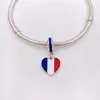 charms pearl beads for jewelry making FRANCE HEART FLAG pandora 925 silver hand bracelet women men bangle chain bead set necklace pendant birthday gifts 791546ENMX