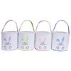 Easter Party Supplies Basket 2022 New Fold Ear Rabbit Footprint Printed Basket Holiday Gift Decorated Tote Bucket