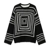 Męskie swetry męskie odzież męska 2022 jesienna zima koreańskie luźne luźne sweter geometryczny wzór okrągłego szyi Kinttwear Tops 9Y9055