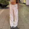 Женские штаны Capris White Multi-карманный девочка Retro Hip-Hop Street Casual Ship Wild Fold Women Europe и America Fall 2022 Джин