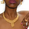 Oorbellen ketting Nigeriaanse bruiloft sieraden set vergulde Dubai Afrikaanse chokers ringen mode bruidsjuwelen sets voor vrouwen