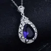 Nuovo argento 925 goccia collana a forma di pera gruppo intarsiato diamanti pieni di lusso ciondolo viola per le donne gioielli squisiti intero7766458