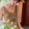 リブ付きタンクトップスセクシーな作物ベストソリッドハラジュック韓国の女性オフショルダーニットVネックカーキホワイト夏の女性ショートトップスY0622