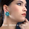 Stud Gorgeous Flower Crystal Coral Color Stone Earring Studs Charms Accessories Dark Blue Ornament Female Large Earrings Z5X5692852347