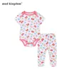 Mudkingdom Born Baby Romper Outfit Cute Print Tuta a maniche corte Vestiti per ragazze dei cartoni animati 210615