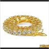 Projektant Męskie bransoletki bioder biżuteria Diamentowa bransoletka tenisowa lodowana hiphop Bling Bransles luksus urok raper złoty si