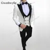 Gwenhwyfar 2018 Men Double Breasted Vest Suits Peacock Blue Wedding Groom Tuxedo For Men Suits Prom Best Man Wear Blazer 3 Piece X0909