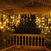 Sznurki 3M / 5M Słoneczny zasilany LED Sopel Zasłona Światła Wodoodporne światła na zewnątrz na wakacje Boże Narodzenie ślub