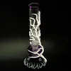 Bong en verre Fumer Pipe à eau Narguilé Arbre Percolateur Diffusé Shisha Pipes 10,24 pouces Glow In The Dark Filter Beaker Bubbler W / ICE Catcher Purple Bongs Hookahs