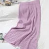 Winter with slit back one step skirt female slim Korean high waist over-the-knee Womens pit strip knitted hip Pencil 210420