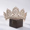 Stor barockkristall Tiaras bröllopskrona för brudar Kvinnor Hårtillbehör Huvudstycken Prinsessan Pagant Couronne Mariage Forseven 210707