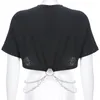 HEYounGIRL Maglietta a maniche corte punk coreana Donna Maglietta nera in cotone Harajuku Maglietta stampata da donna con catene Streetwear Estate 210330
