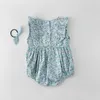 Lato Cute Floral Casual Cotton Romper Jednoczęściowy Drużyk Bez Rękawów Bez Rękawów Dziecko Odzież 210417