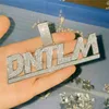 Nowy moda DIY Niestandardowa Naszyjnik Złota Plane Bling Iced Out CZ Stone Letter Naszyjnik z łańcuchem liny 3mm 34 cali dla Me1384354