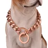 Rose Gold Dogs Chain Collar 15mm Stainless Steel Dog Collar Leashes Teddy Bulldog Pug Pet Leashy
