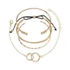 4 pièces/ensemble mode femmes cercle géométrique Bracelets chaîne manchette ouvert bracelet chaîne G1026