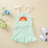 Jumpsuits Kid Child Bind Up Ribbed Romper Baby Girl ärmlösa solmönster Ushaped Neck Spaghetti Strap Ruffle PlaySuit med Pock4554363