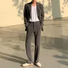 Men's Suits & Blazers High Quality Suit Autumn Single Breasted + Straight Pants Korean Loose Set Tops And Are Sold Separately