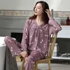 Pajama Set Women Autumn Spring Woman Nightgown Plus Size Cotton Pajamas Loose Home Service Pyjama Lounge Clothes Nightie 210809