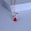رومانسية الأحمر روز قلادة قلادة عيد الحب هدية الأزياء قلادة لصديق صديقة مصمم النساء المجوهرات قلادة GGA4745