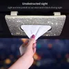 Luxury Crystal Sun Visor Diamond Leather Tissue Box Universal Hanging Napkin Holder Car Decoration