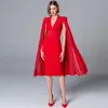 Lässige Kleider Großhandel 2022 Est Frauen Kleid Rot V-Ausschnitt Sexy Batwing Sleeve Celebrity Cocktail Party Bandage