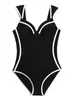 Sexy Retro Schwarz Weiß Gestreiften Push-Up Badeanzug Body Damen 2022 Monokini Bademode Frauen Schwimmen Badeanzug Trikini 220225