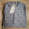 Wiosna Moda Stały Kołnierz Dot Wzór Kobiety Biuro Lady Długie Rękaw Koszulki Bluzka i Top 3076 50 210417