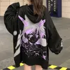 Anime Hoodie Women Autumn Kawaii Dringshered Sweatshirt Cartoon Cartoon Print Eversives pullovers Gothic Streetwear Y0820